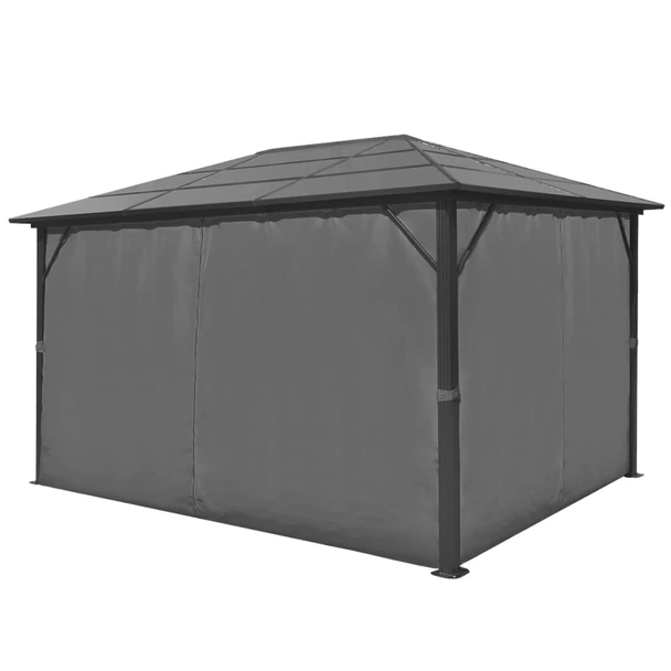 Шатра със завеси, антрацит, алуминий, 400х300 см - Image 4