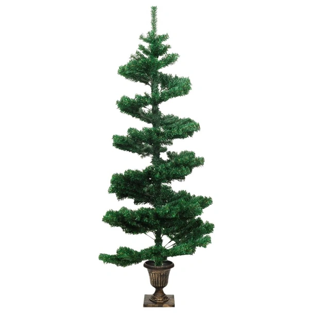 Усукана коледна елха със саксия и LED, зелена, 120 см, PVC - Image 4