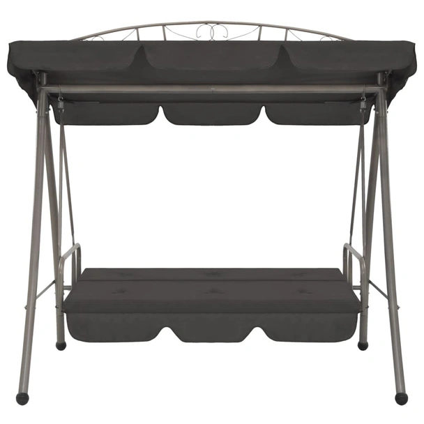Градинска люлка със сенник, антрацит, 198x120x205 см, стомана - Image 5