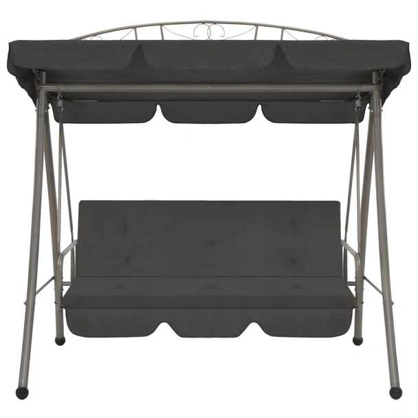 Градинска люлка със сенник, антрацит, 198x120x205 см, стомана - Image 3