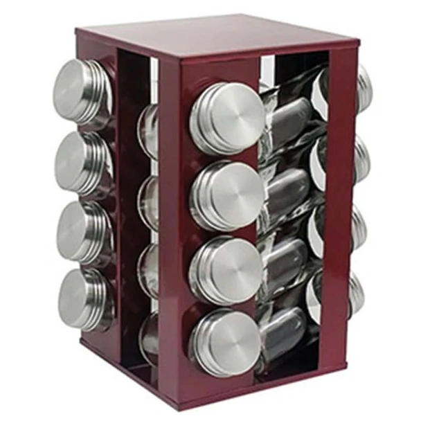 Комплект от 16 бурканчета за подправки на стойка червен ZEPHYR