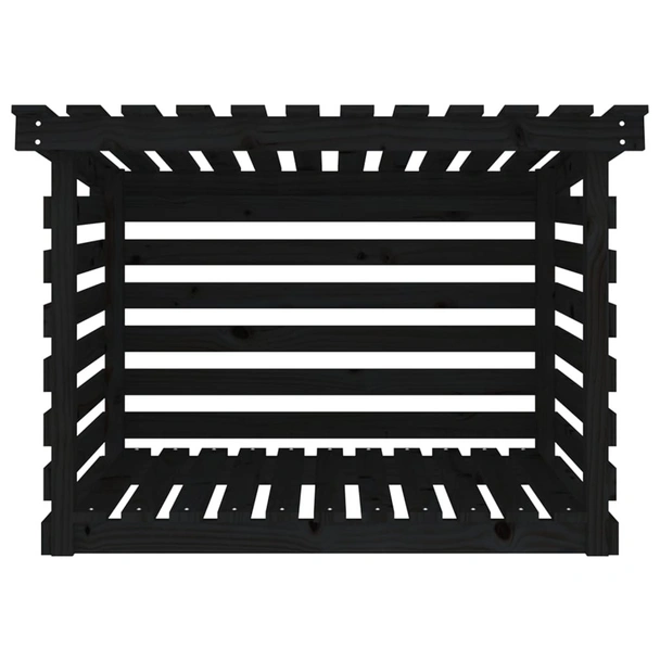 Поставка за дърва за огрев черна 108x73x79 см масивно дърво бор - Image 5