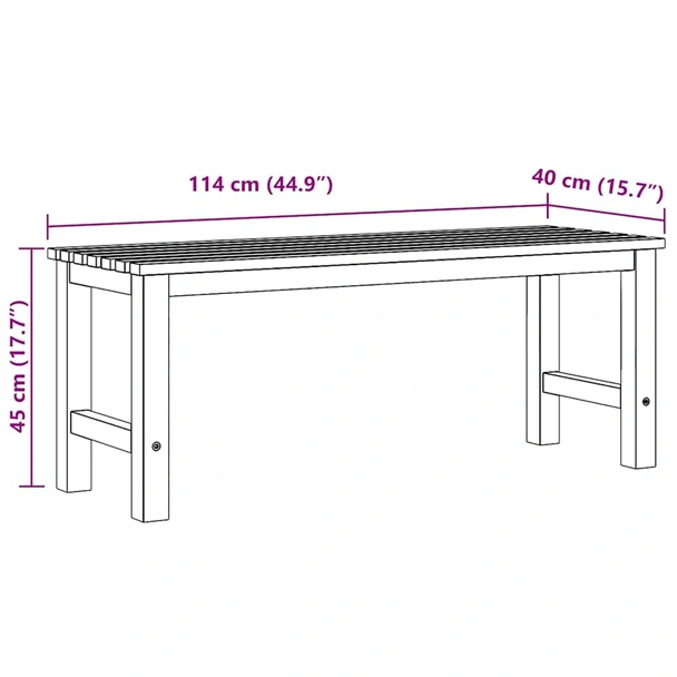 Градинска пейка, 114 см, тик масив - VL316626 - Image 8