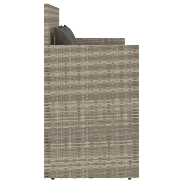 Градинска пейка с възглавници, светлосив, полиратан - VL365766 - Image 5