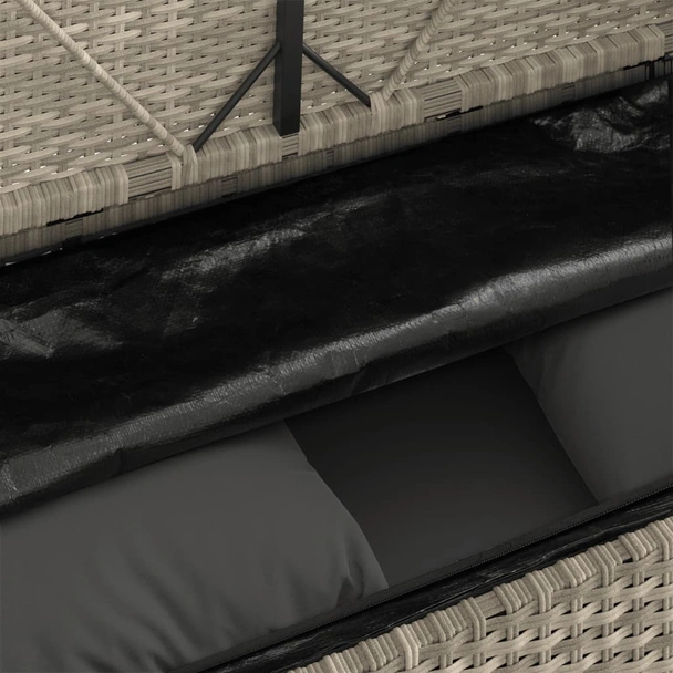 Градинска пейка с възглавници, светлосив, полиратан - VL365766 - Image 9