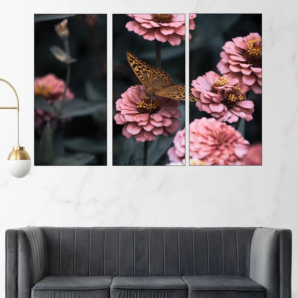 Пеперуда кацнала на цвете - картина пано за стена - Image 2
