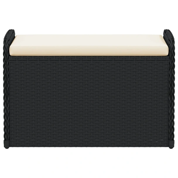 Пейка за съхранение с възглавница черна 80x51x52 см полиратан - VL365730 - Image 4
