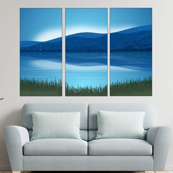 Рисунка на езеро и планини - картина пано за стена - Image 2