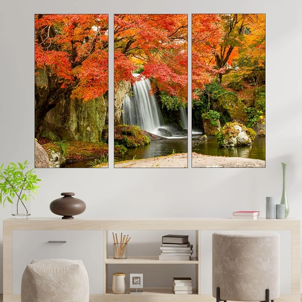 Горски водопад през есента - картина пано за стена - Image 2