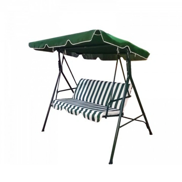 Градинска люлка 170x110x153 см бяло/зелено райе MY GARDEN - Image 2