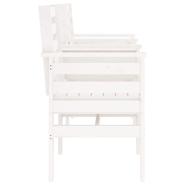 Градинска пейка с маса, 2-местна, бяла, бор масив - VL825157 - Image 4