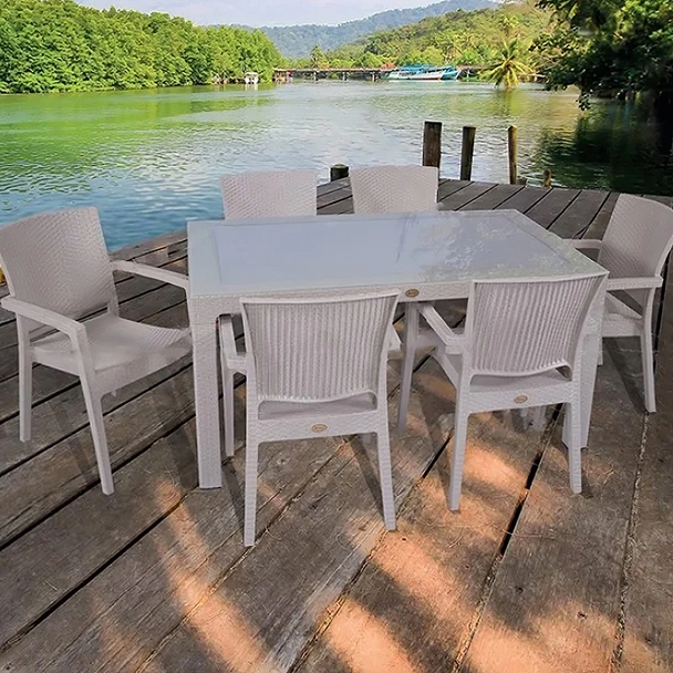 Градински комплект маса с 6 стола капучино Zeugma Rattan MEVSIM - Image 2