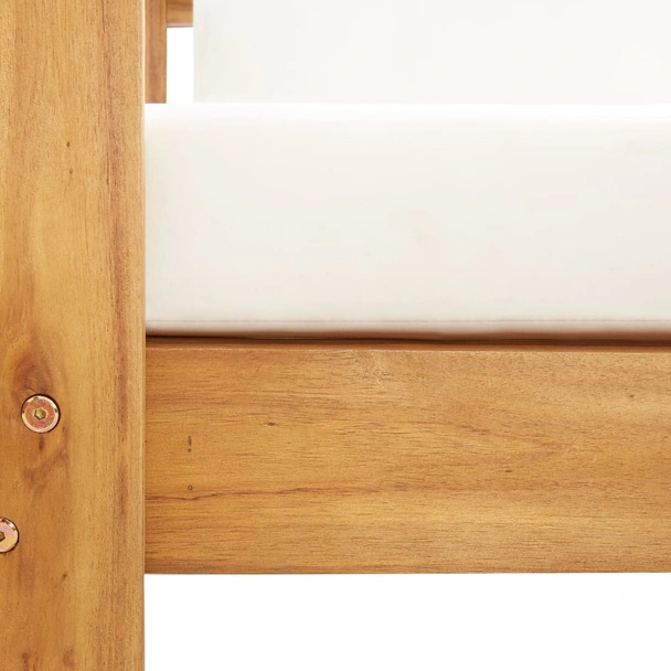 Градински стол с кремава възглавница, акация масив - Image 5