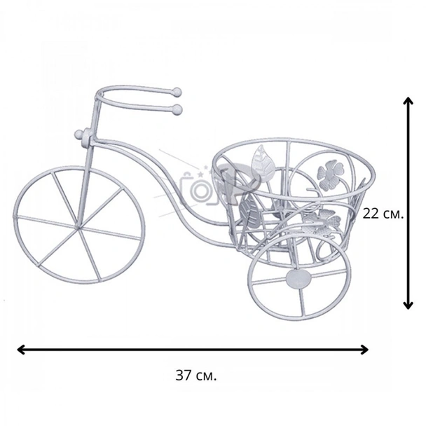 Метален цветарник Колело за една саксия бял - Image 4