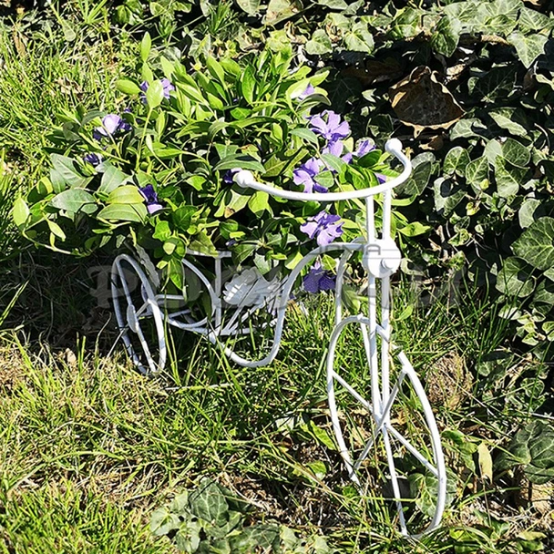 Метален цветарник Колело за една саксия бял - Image 3