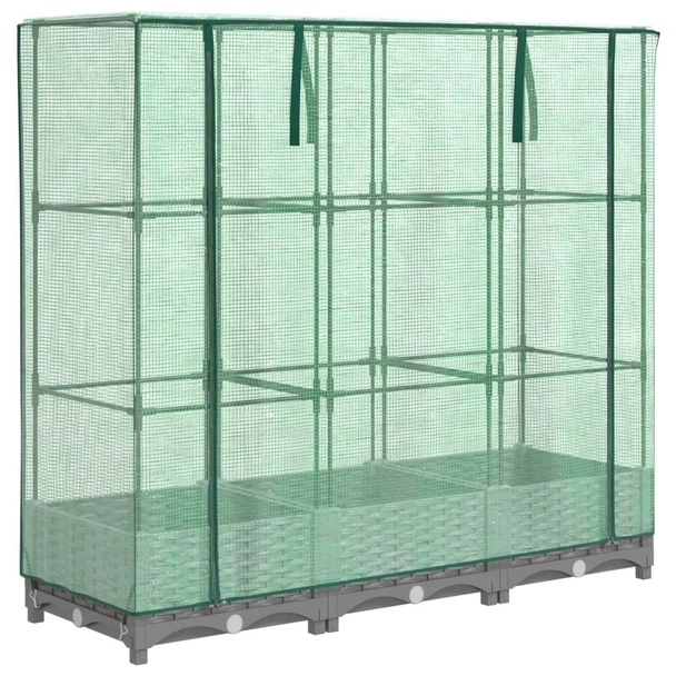 Повдигната леха с покривало, 120x40x123 см - Светлосив сандък - Image 2