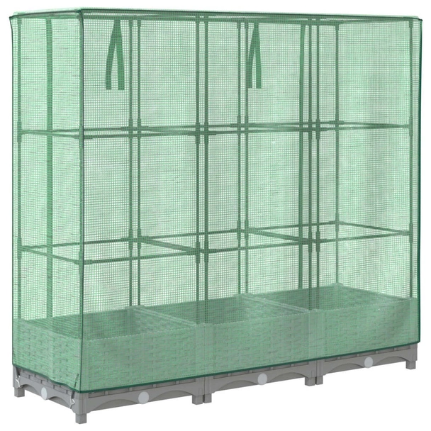 Повдигната леха с покривало, 120x40x123 см - Светлосив сандък - Image 6