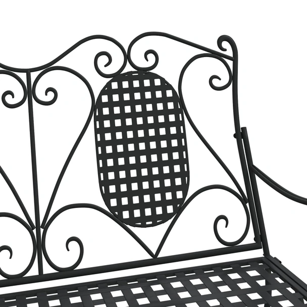 2-местна люлееща се пейка 113 см черна стомана - VL318829 - Image 7