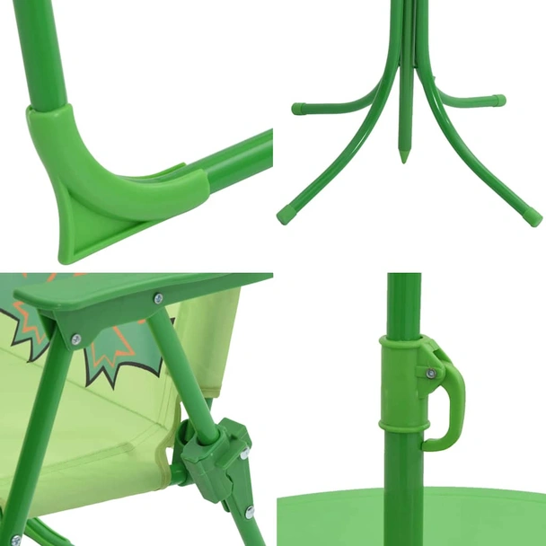 Детски градински бистро комплект от 3 части, с чадър, зелен - Image 8