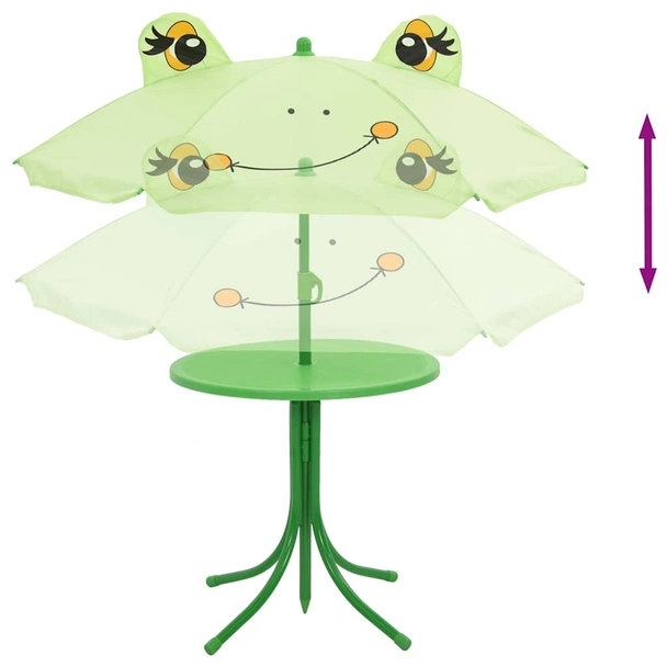 Детски градински бистро комплект от 3 части, с чадър, зелен - Image 5