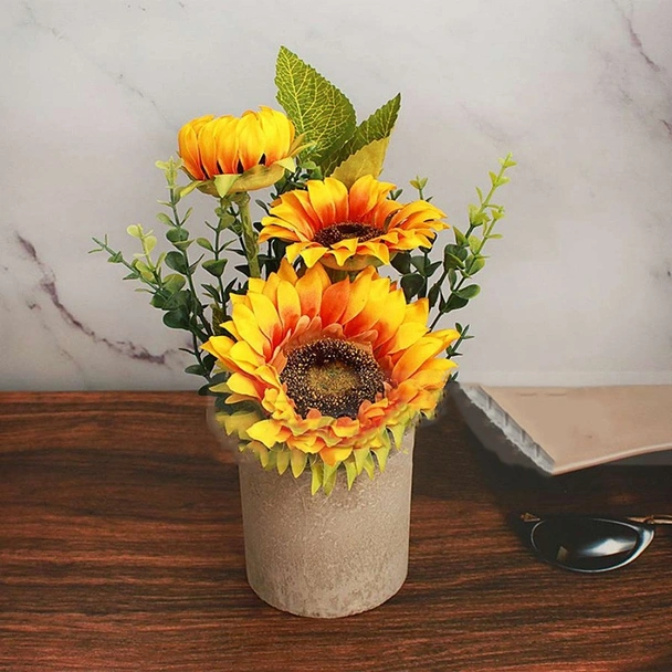 Изкуствени слънчогледи в кашпа 10x10x26 см - Image 2