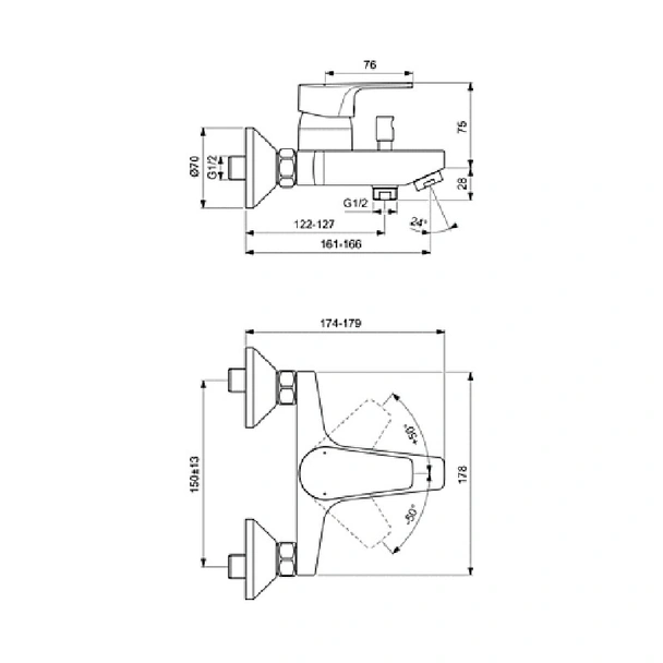 Стенен смесител за вана/душ Esla Vidima - Image 3