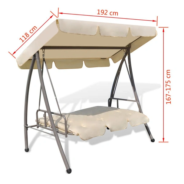 Градинска люлка със сенник, пясъчнобяла 192 x 118 - Image 6