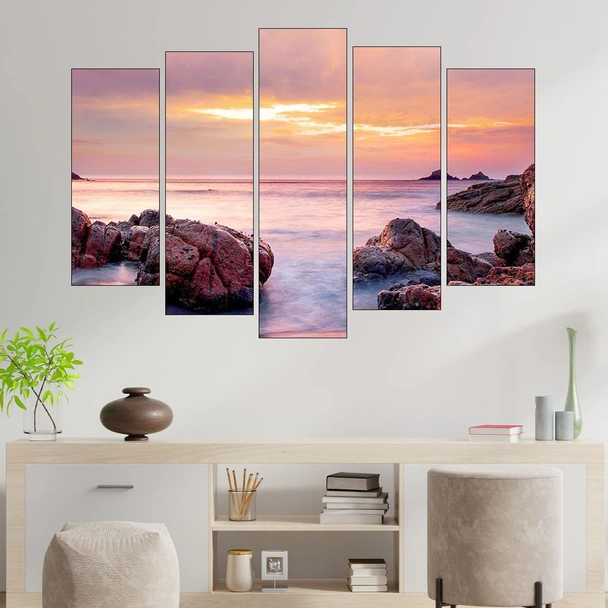 Каменист морски бряг в Исландия - картина пано за стена - Image 3