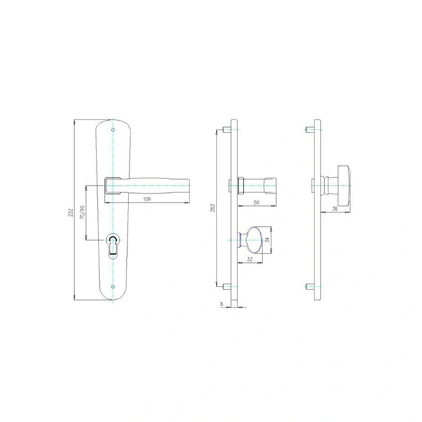 Бяла дръжка за сервизна брава 70 мм Класико SONICO - Image 2