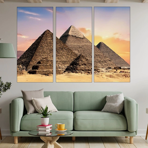 Египетските пирамиди в Гиза - картина пано за стена - Image 2
