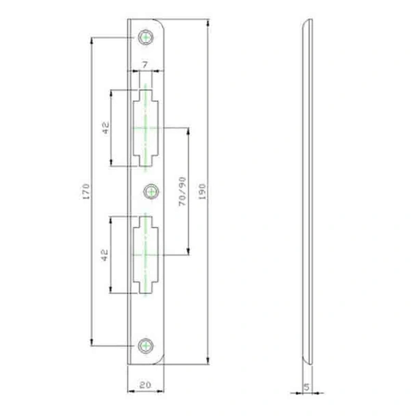 Фалцов насрещник за брава 70мм никел SONICO в блистер - Image 2