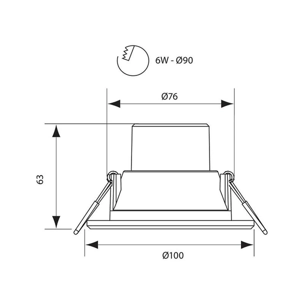 LED панел за вграждане TOP LED 6W 3000K IP44 - Image 2