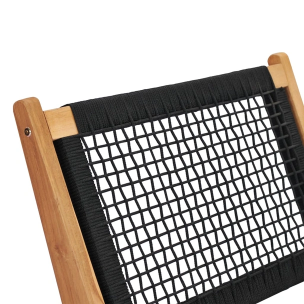 Шезлонг с подложка за крака, тиково дърво масив, въже - Image 8