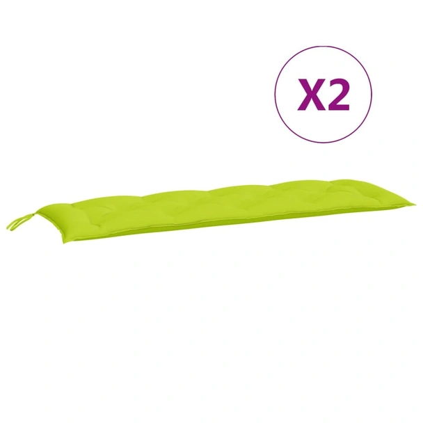 Възглавници за градински пейки 2 бр Яркозелени 150x50x7 см плат - VL361708 - Image 5