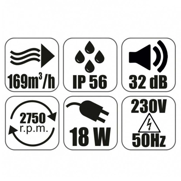 Вентилатор за баня ММ-P 100 с клапа 06, квадрат, черен, стъклен - Image 2