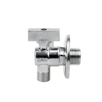 Cферичен кран ъглов с розетка месинг с мет. ръкохватка 1/2 х 3/8