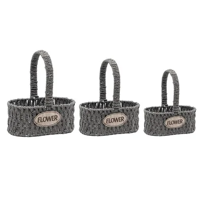 Комплект овални кошници Flower 3 бр. сиви