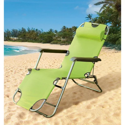 Сгъваем стол тип шезлонг 153Х60Х80 см, светлозелен