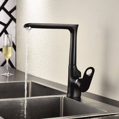 Стоящ кухненски смесител Мелания черен INTER CERAMIC