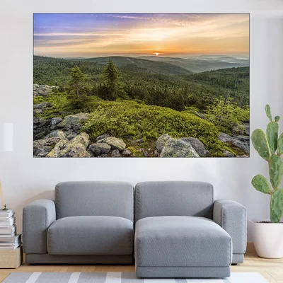 Красив планински изгрев - картина пано за стена