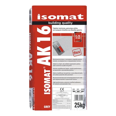 Лепило за плочки АК 16 бяло 25 кг ISOMAT