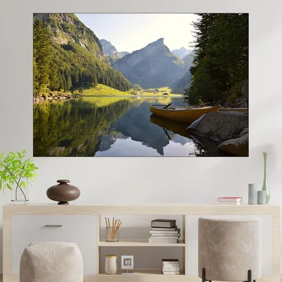 Планинско езеро в Алпите - картина пано за стена