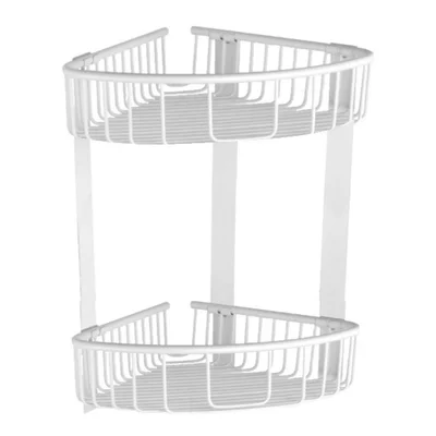 Двойна етажерка за баня с дълбоки кошнички бял мат KAPITAN