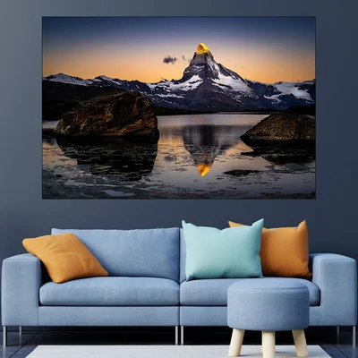 Залез над връх Матернхорн - картина пано за стена