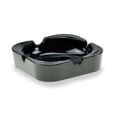 Стъклен квадратен пепелник 10.2x10.2 см черен