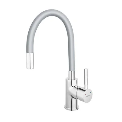 Стоящ смесител за кухня с гъвкав сив чучур Zumba FERRO