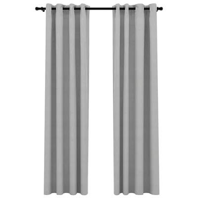 Затъмняващи завеси имитация лен с отвори 2 бр. сиви 140x245 см