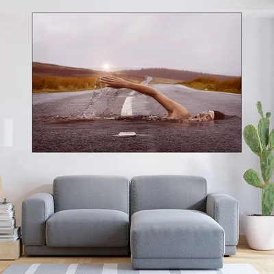 Плувец на пътя - абстракция - картина пано за стена