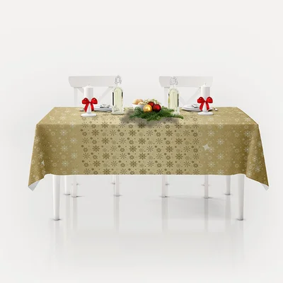 Коледна покривка за маса 140х240 см златиста