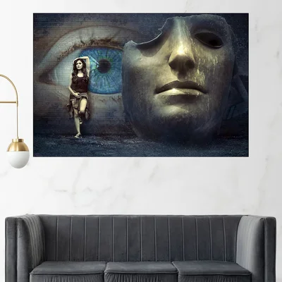 Маска и момиче - картина пано за стена